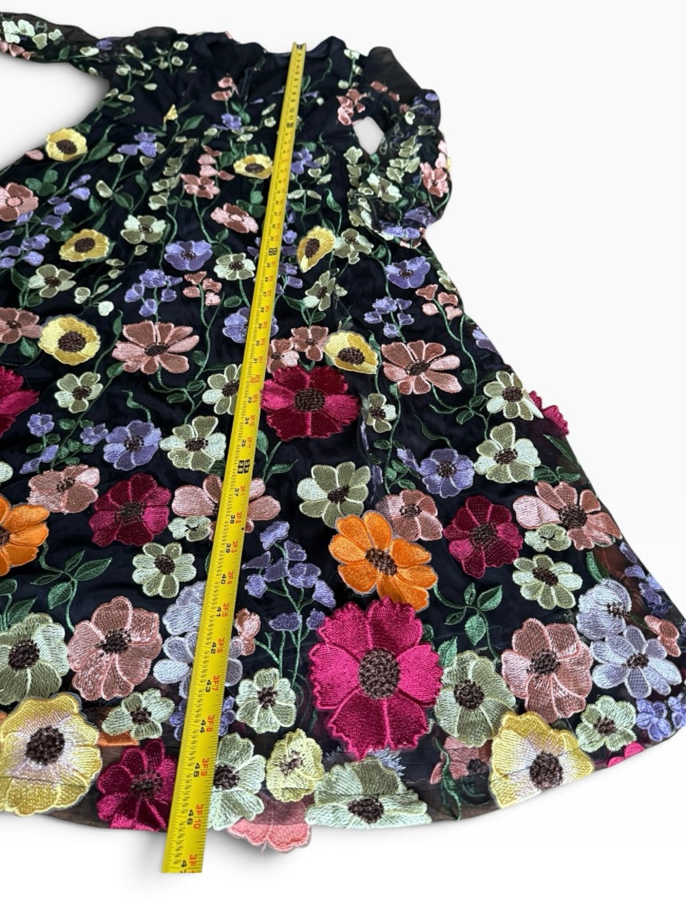Lulus Black Floral Embroidered Sheer Sleeve Midi Dress Large - Picture 10 of 11
